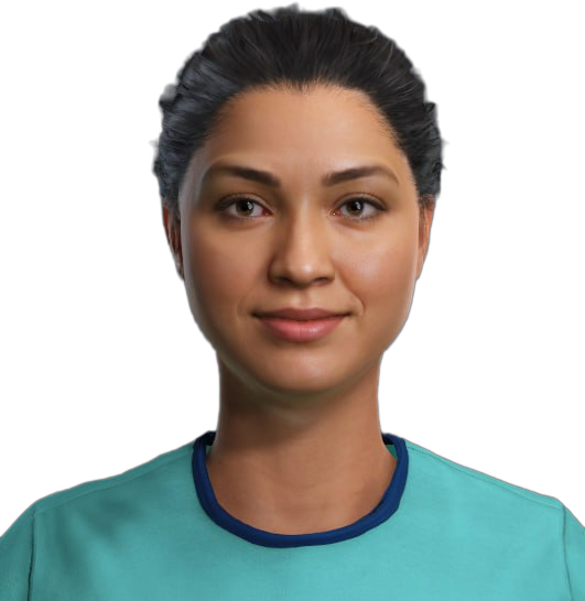 The MediMic.Ai Live 3D interpreter — a photorealistic clinician on screen who speaks the patient's language